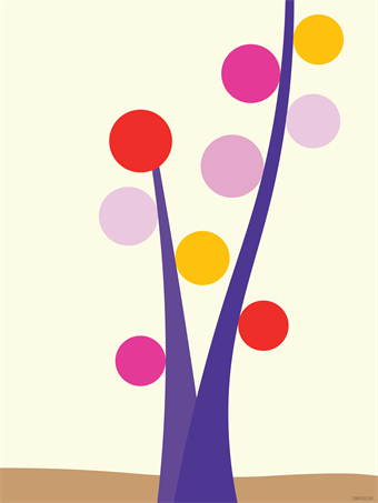 Abstract purple tree in the desert