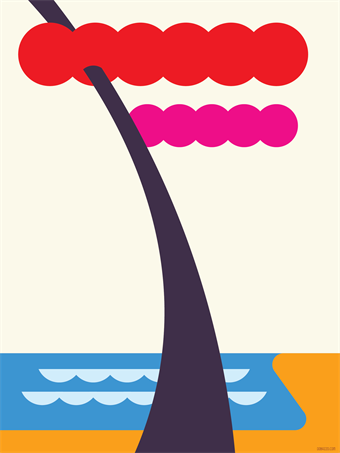 Abstract bending tree on the coast
