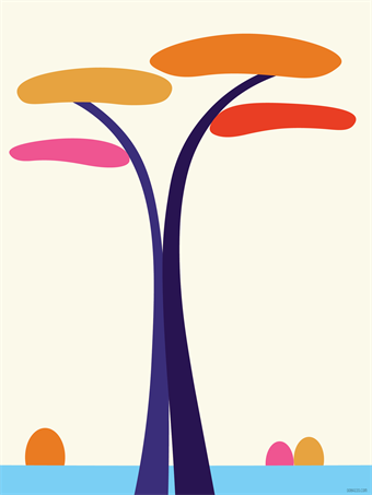 Abstract flattened double tree