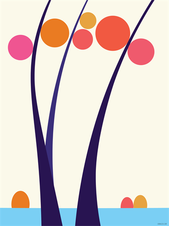 Abstract triple tree with coloured spheres treetop