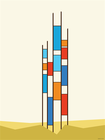 Abstract standalone tower in the desert