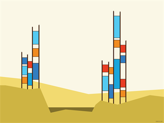 Abstract double towers in the desert